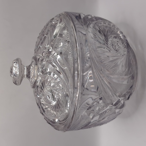 Antique / Vtg 1904-1927 McKee Prescut Aztec Covered Brilliant Glass Crystal Bowl - Picture 7 of 12